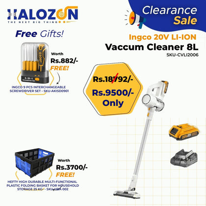 Ingco 20V Li-Ion Vacuum Cleaner 8L - FREE GIFTS- 1.(AKISD0901)  2.(HBA 002)