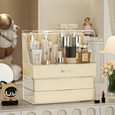 Large Capacity Makeup Organizer with Dust-proof Lid & 3 Drawers
