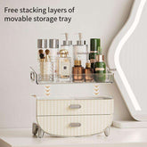 Large Capacity Makeup Organizer with Dustproof Lid & 2 Drawers