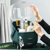 Modern Makeup Storage Organizer Box with Multi-Tier Drawers and Display Rack