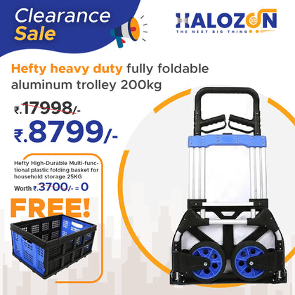 Hefty heavy duty fully foldable aluminum trolley 200kg- FREE GIFT- (BA002)