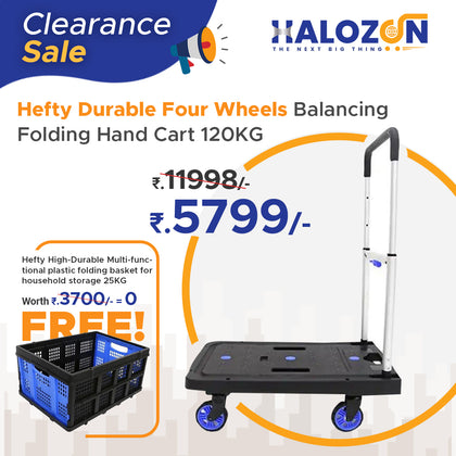 Hefty Durable Four Wheels Balancing Folding Hand Cart 120KG - FREE GIFT - (BA002)