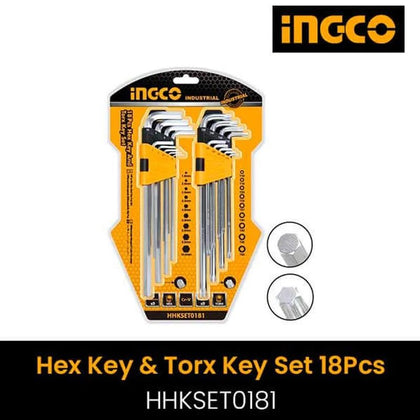 Ingco 18 Pcs Hex Key And Torx Key Set