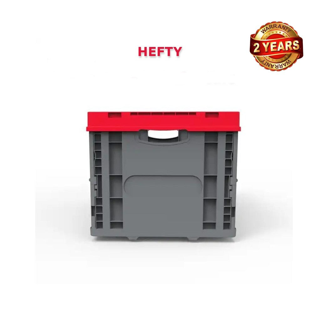 Hefty Multi-Purpose Folding Plastic Storage Crate Foldable Basket with top cover 25kg