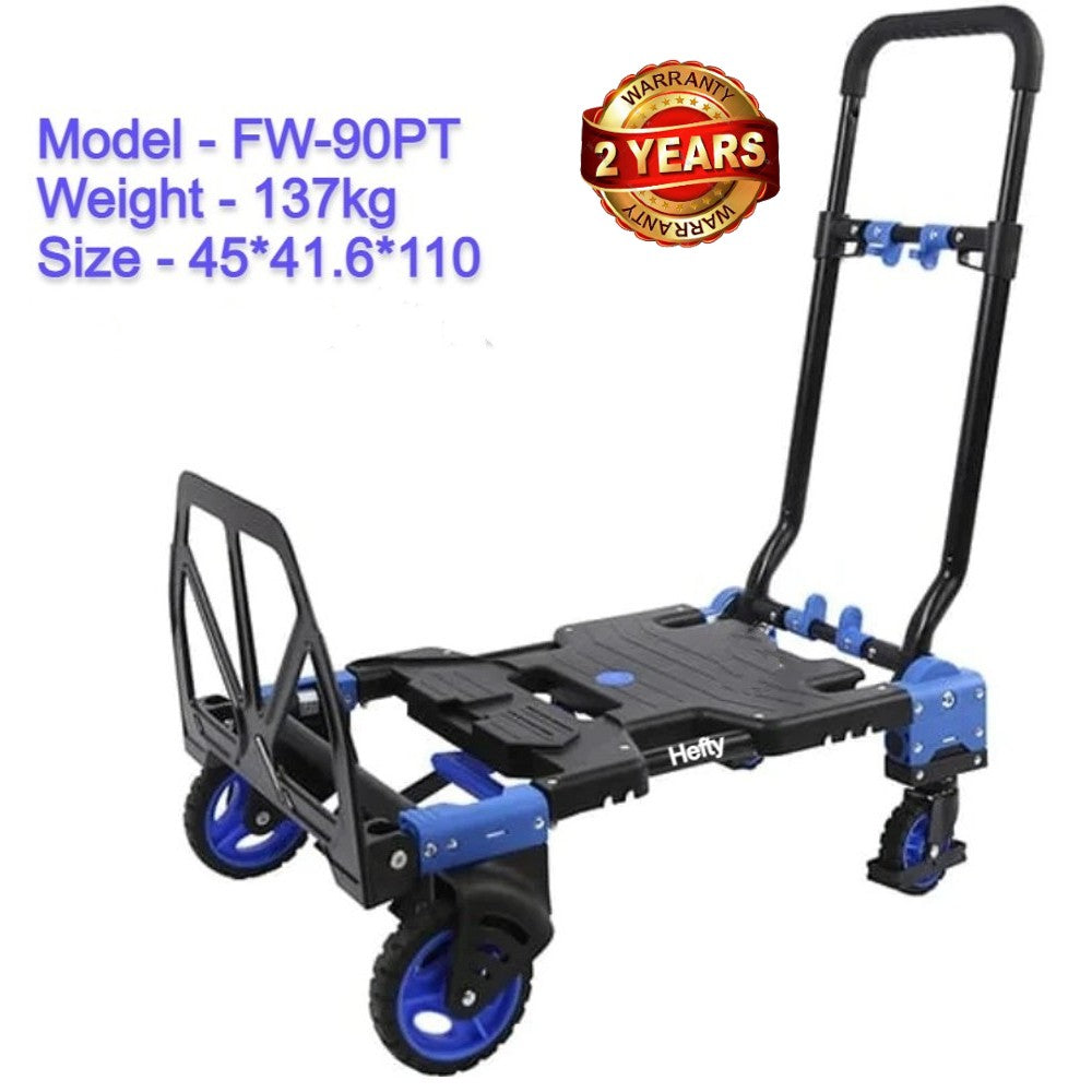 Hefty 2 In 1 Convertible Hand Trolley  Foldable Hand Truck 70/137 KG