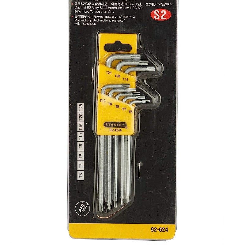 Stanley Long L-Type Tamper Proof Toxy Hex Key 8 Pcs Set 92-624