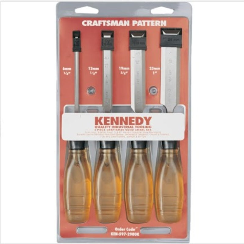 Kennedy bevel Edge Wood Chisel Set Chrome Vanadium Alloy 13mm/19mm/25mm/6mm X 200mm