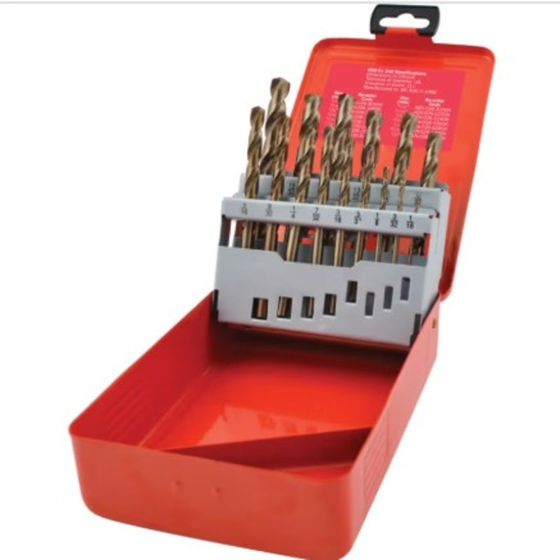 Kennedy Jobber Drill Set 1/16in To 1/2in X 1/32in  Inch Cobalt High Speed Steel Set Of 15