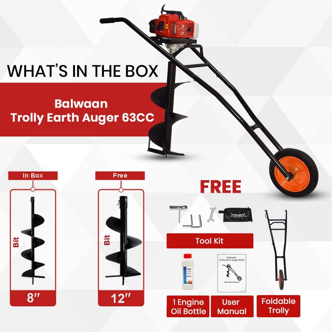 Balwaan Trolly Earth Auger 63cc