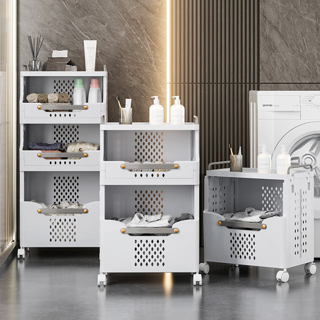 3-Layer Mobile Laundry Basket with Wheels - Vertical Space-Saving Dirty Clothes Storage Organizer for Bathroom & Bedroom