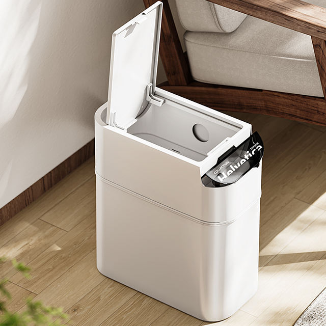Waterproof Small Electric Trash Can: 15L Slim Motion Sensor Bin for Bedroom & Toilet