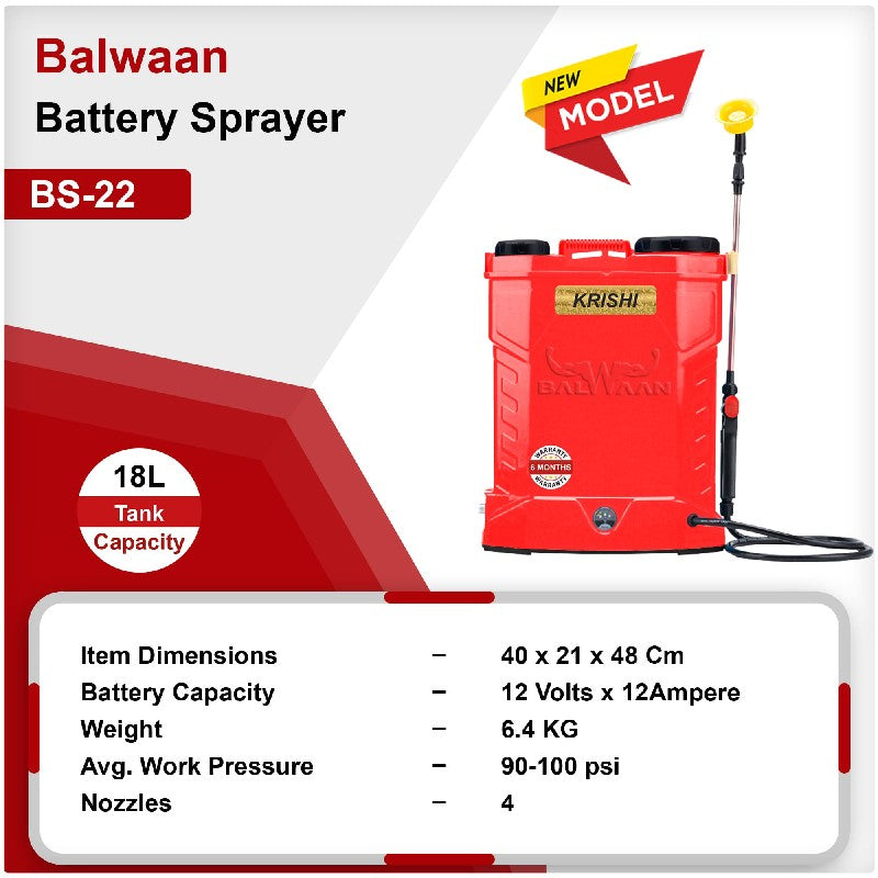 Balwaan Bs 22 Battery Sprayer Bs2-1208