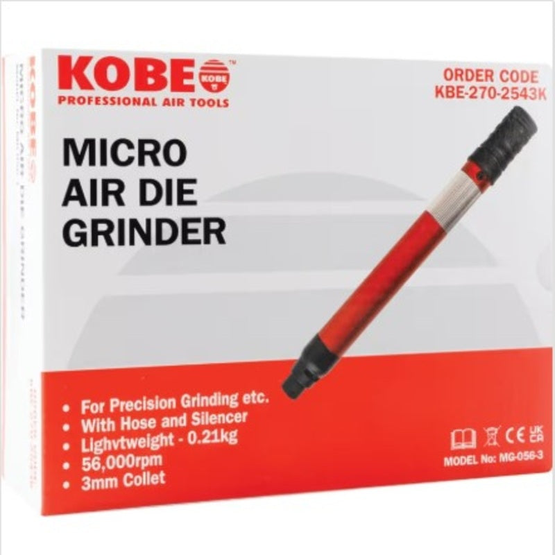 Kobe Red Line MG-056-3 Micro Air Die Grinder Kit With 3.0mm Collet And Silencer 58000rpm
