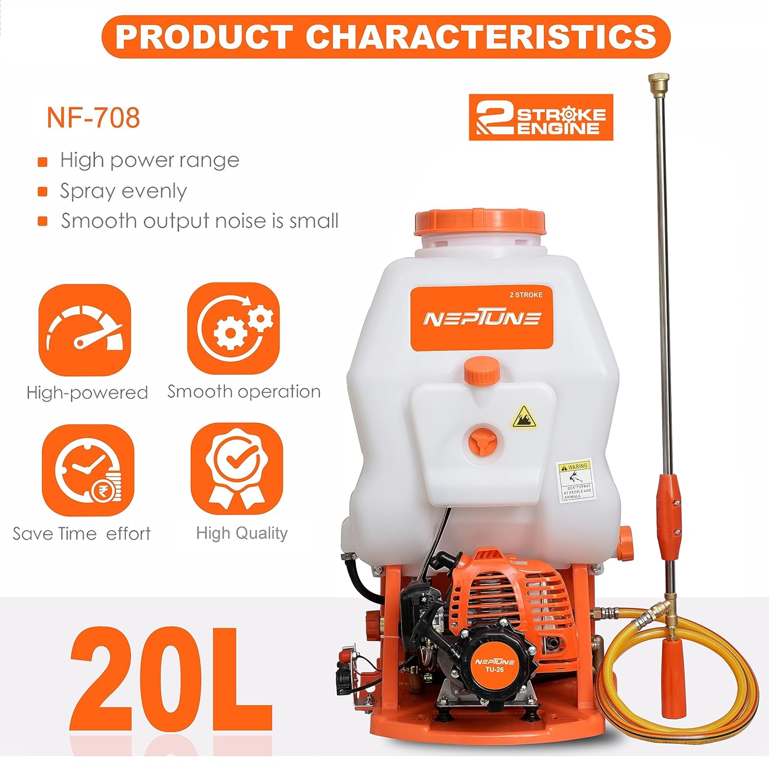 Neptune knapsack sprayer with 2 stroke engine NF-708 TU34 Engine