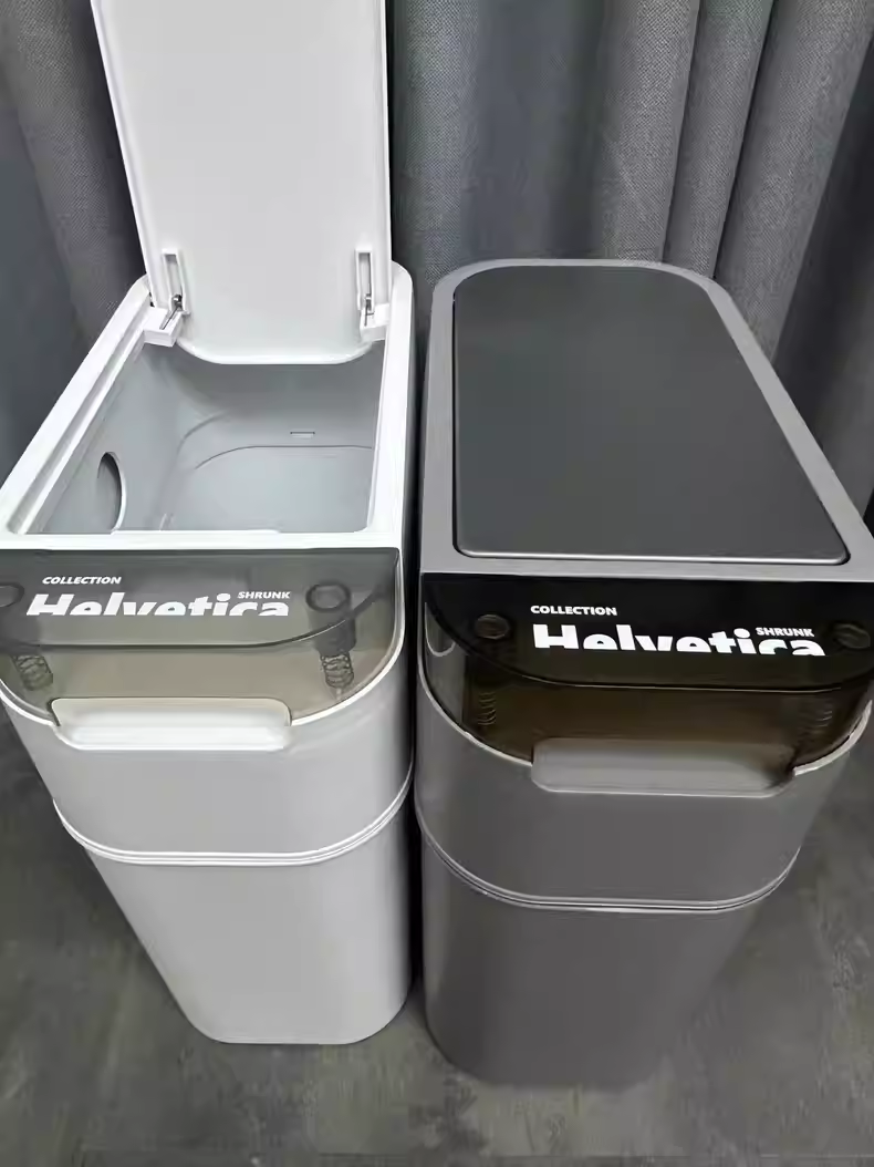 Waterproof Small Electric Trash Can: 15L Slim Motion Sensor Bin for Bedroom & Toilet