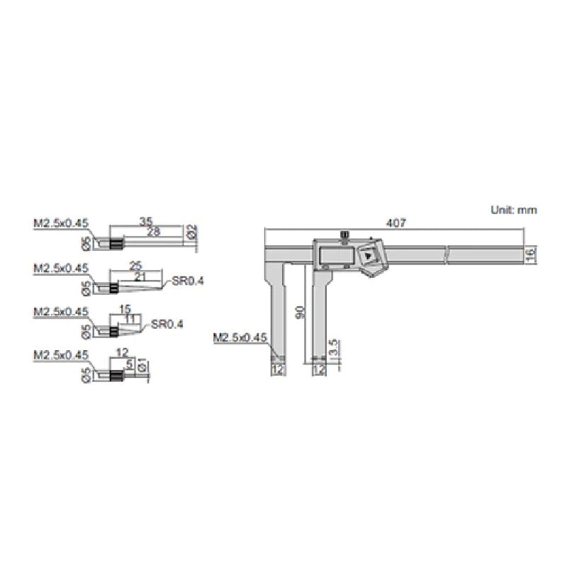 Insize Digital Caliper With Interchangeable Points - 1530