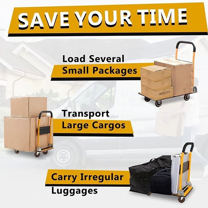 Hefty Foldable platform hand push truck hand carts & trolleys 500Kg