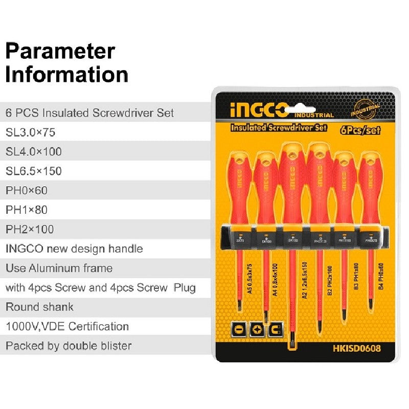 Ingco 6 Pcs Screwdriver Set
