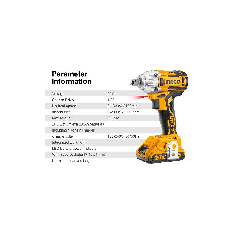 Ingco Lithium-Ion impact wrench