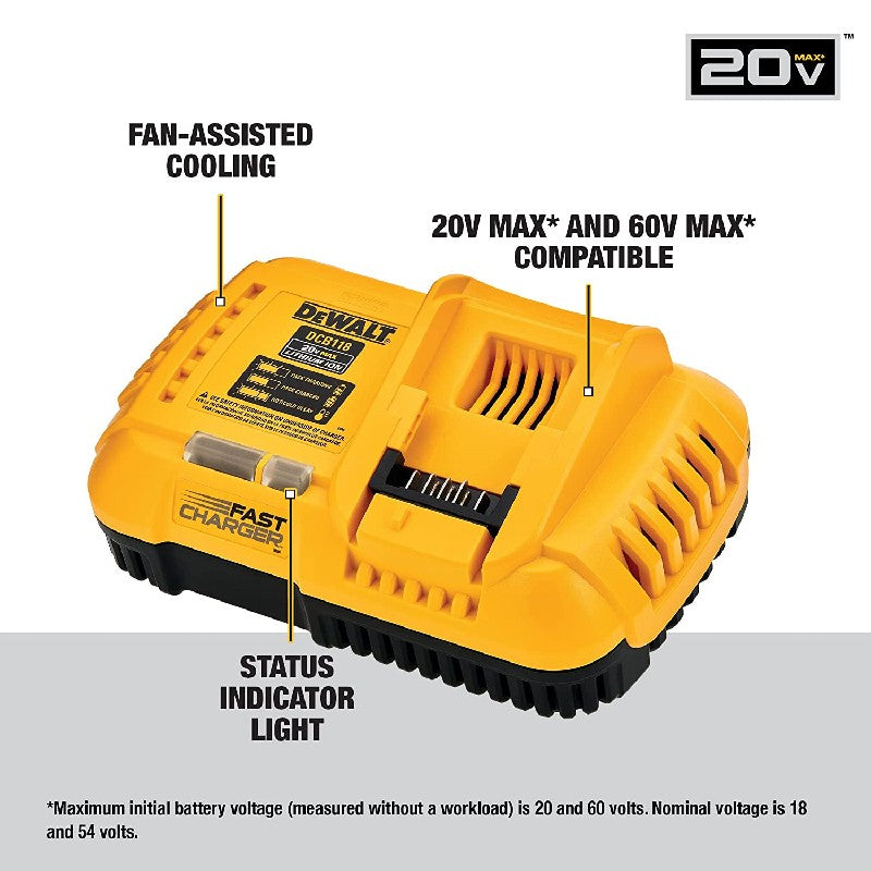 Dewalt XR 18V/54V Compatible  Fast Charger (DCB118-B1)