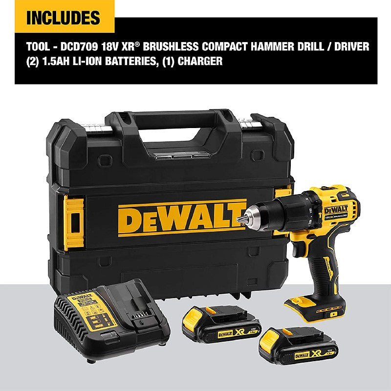 Dewalt 18V Brushless Compact Hammer Drill Driver 1.5Ah Battery