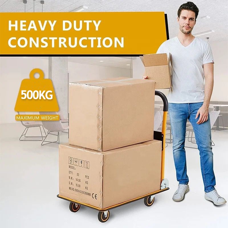 Hefty Foldable platform hand push truck hand carts & trolleys 500Kg